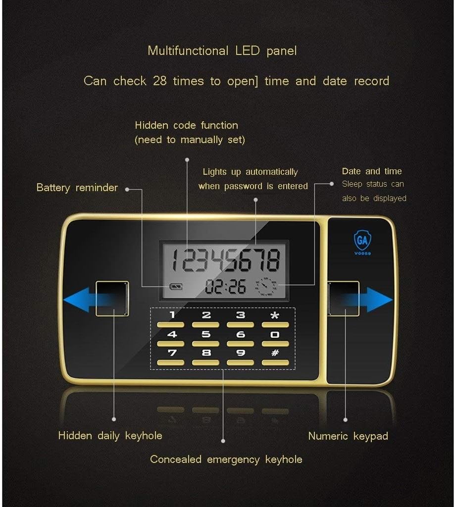 Security Safes All-Steel Safety Safe Wall-Mounted Safe Box Office Anti-Theft Strongbox for Cash Jewelry Passport (Color : Style1)