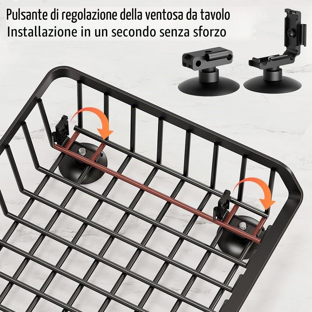 Carrello portaoggetti in filo metallico con manico superiore e ruote, resistente, impilabile, può essere separato per l'uso in cucina, bagno, camera da letto