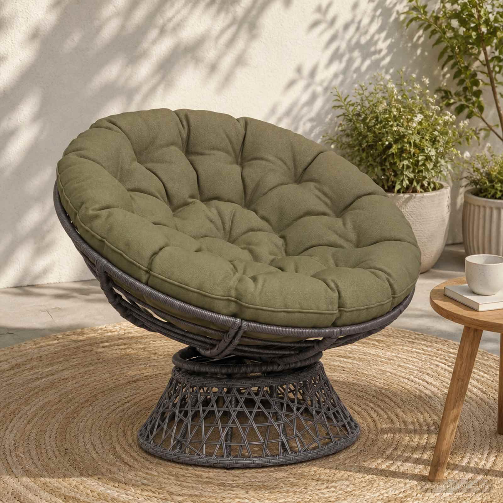 vidaXL Coussin de Chaise Papasan VIANEN 100% Polyester Vert Olive