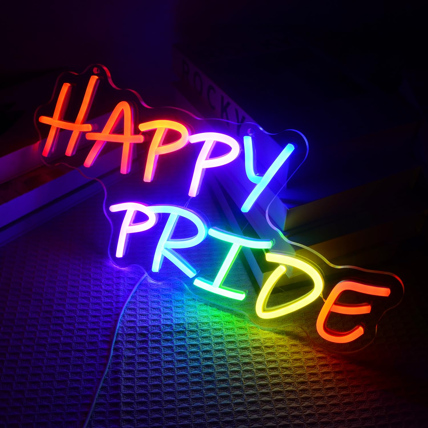 Néon Happy Pride LED multicolore pour décoration murale LGBT et fête