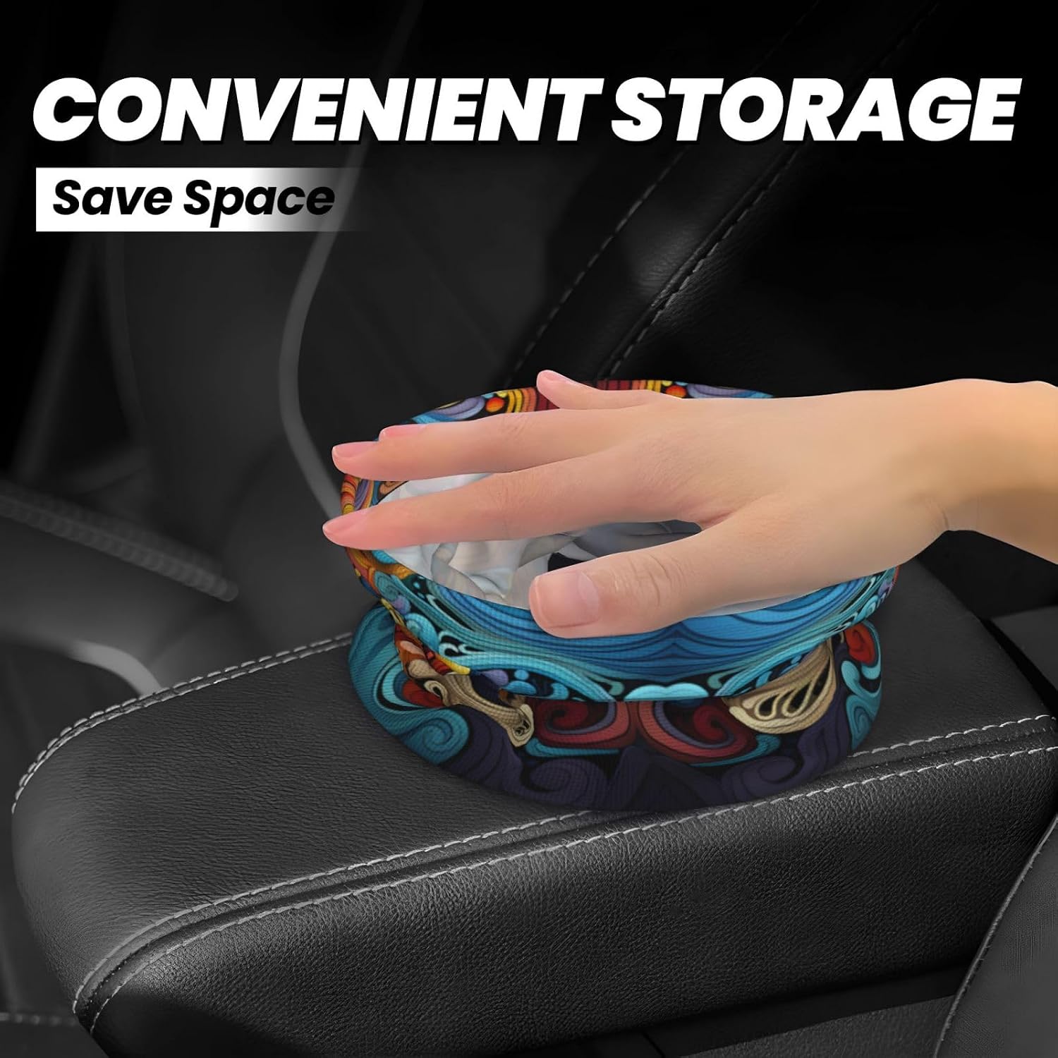 Multicolored Stripes Hanging car Trash can, Foldable car Trash can, car Storage Box Accessories, Suitable for Travel SUV Truck Sedan image 4