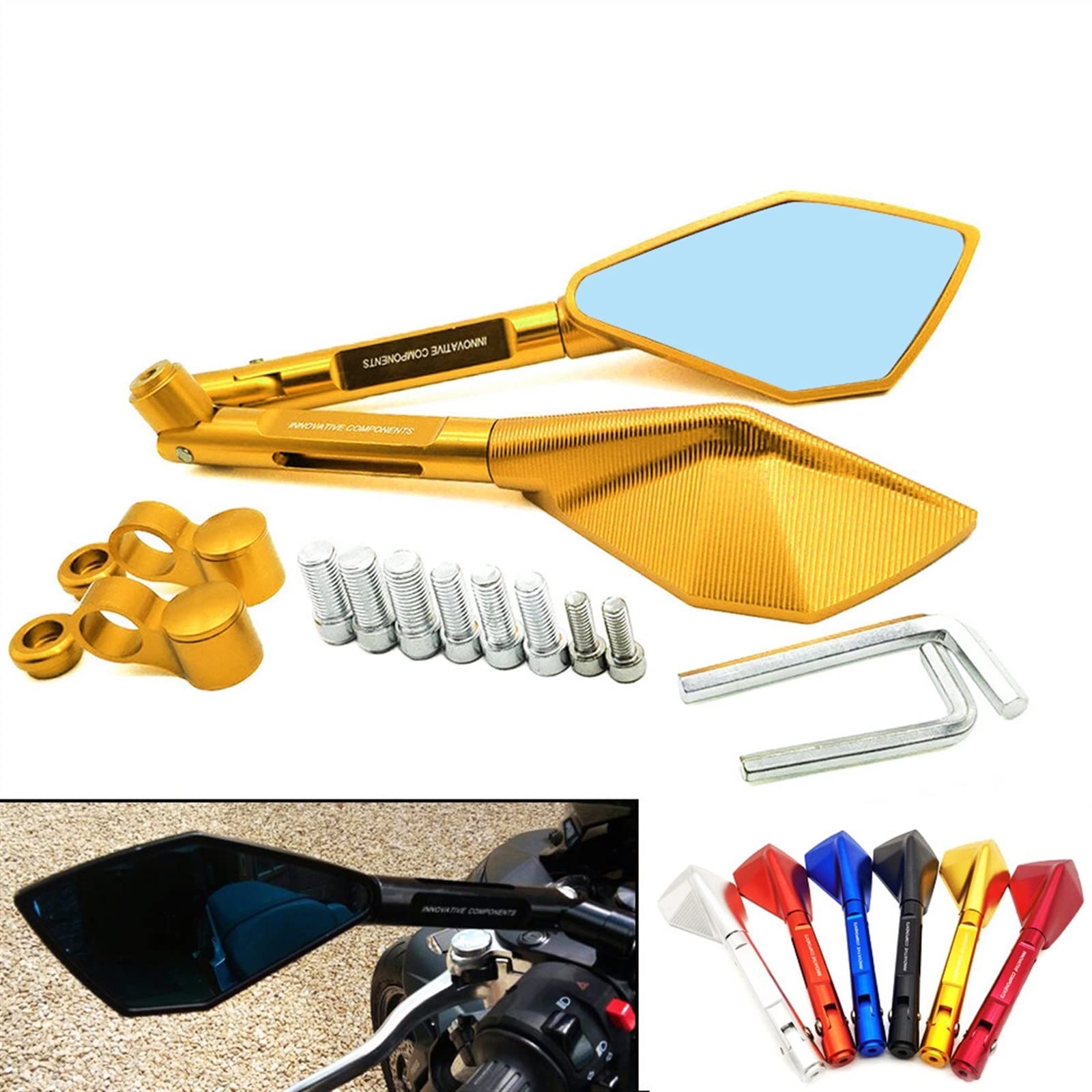 Rétroviseur Rétroviseur De Moto CNC Aluminium Guidon De Moto Rétroviseurs Bleu pour Kawasaki Kx 85 125 250 250f 450f KLX125 KLX250 (Color : Rot)