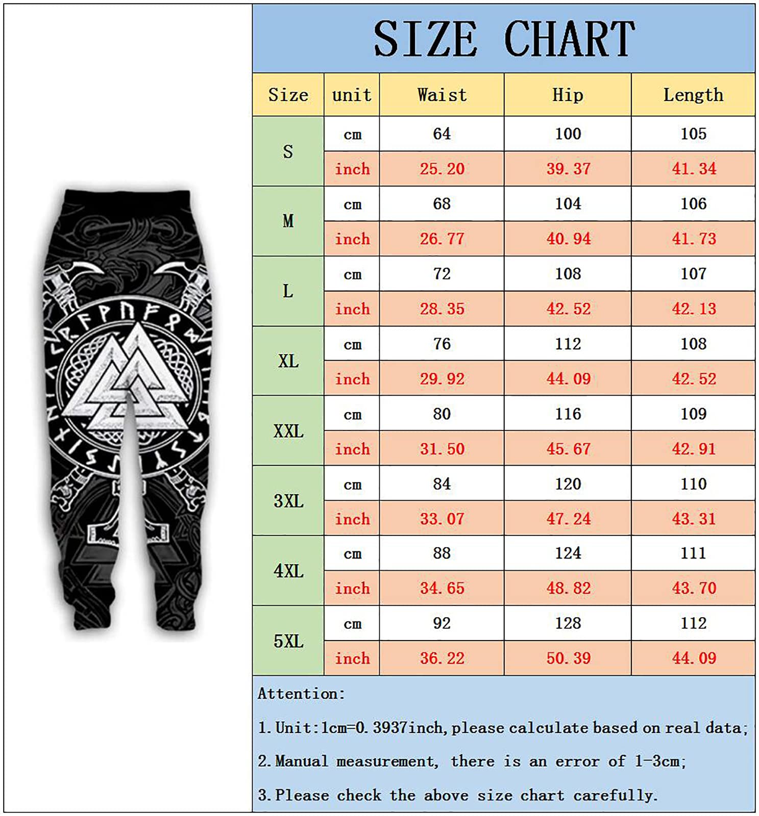 Pantalones de Pierna Ancha Vikingos Unisex Pantalones de chándal de mitología nórdica Pantalones Harem de Odin Fenrir Pantalones de Cintura elástica Hugin Munin