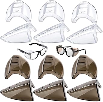 SHENYI 12 Pcs Glasses Side Flexible Slip On Shields Safety Glasses Over Eyeglasses Protection Fits Small to Medium Eyeglasses 6 Pcs of Transparent White and 6 Transparent Black Material