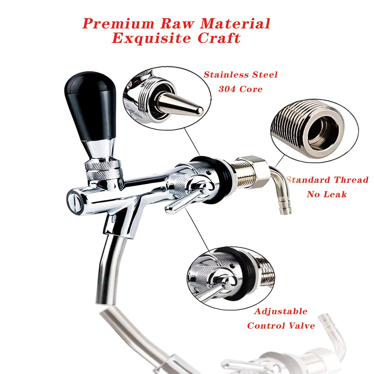 Robinet à bière réglable G5/8 - Filetage G5/8 - Chrome - Robinet à bière réglable - Pour la maison, le bar, les restaurants