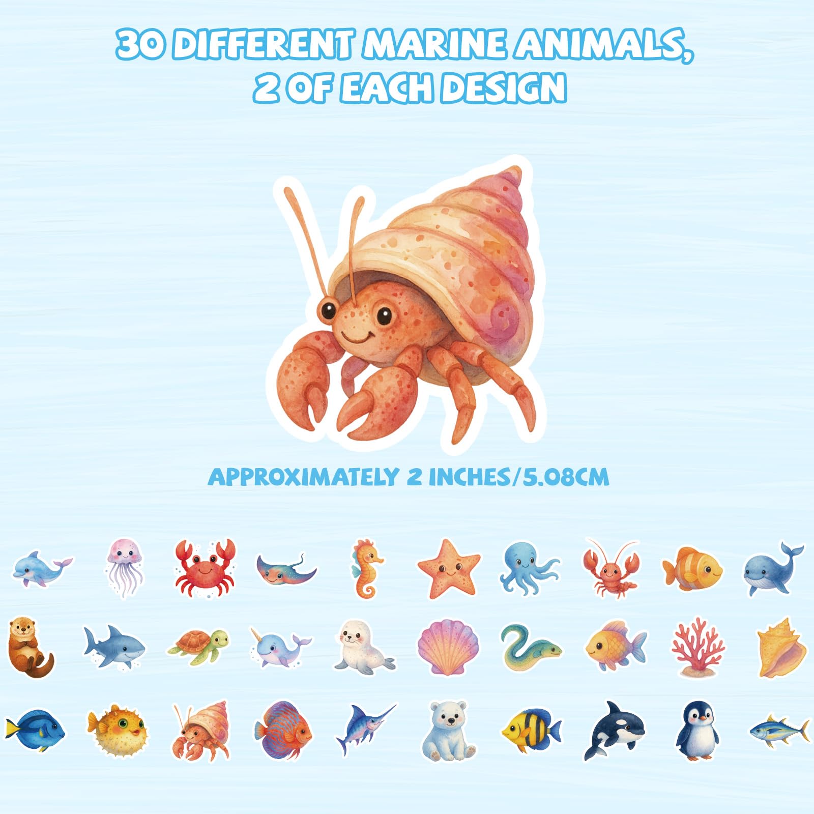 60pcs Ocean Animal Stickers - Image 2