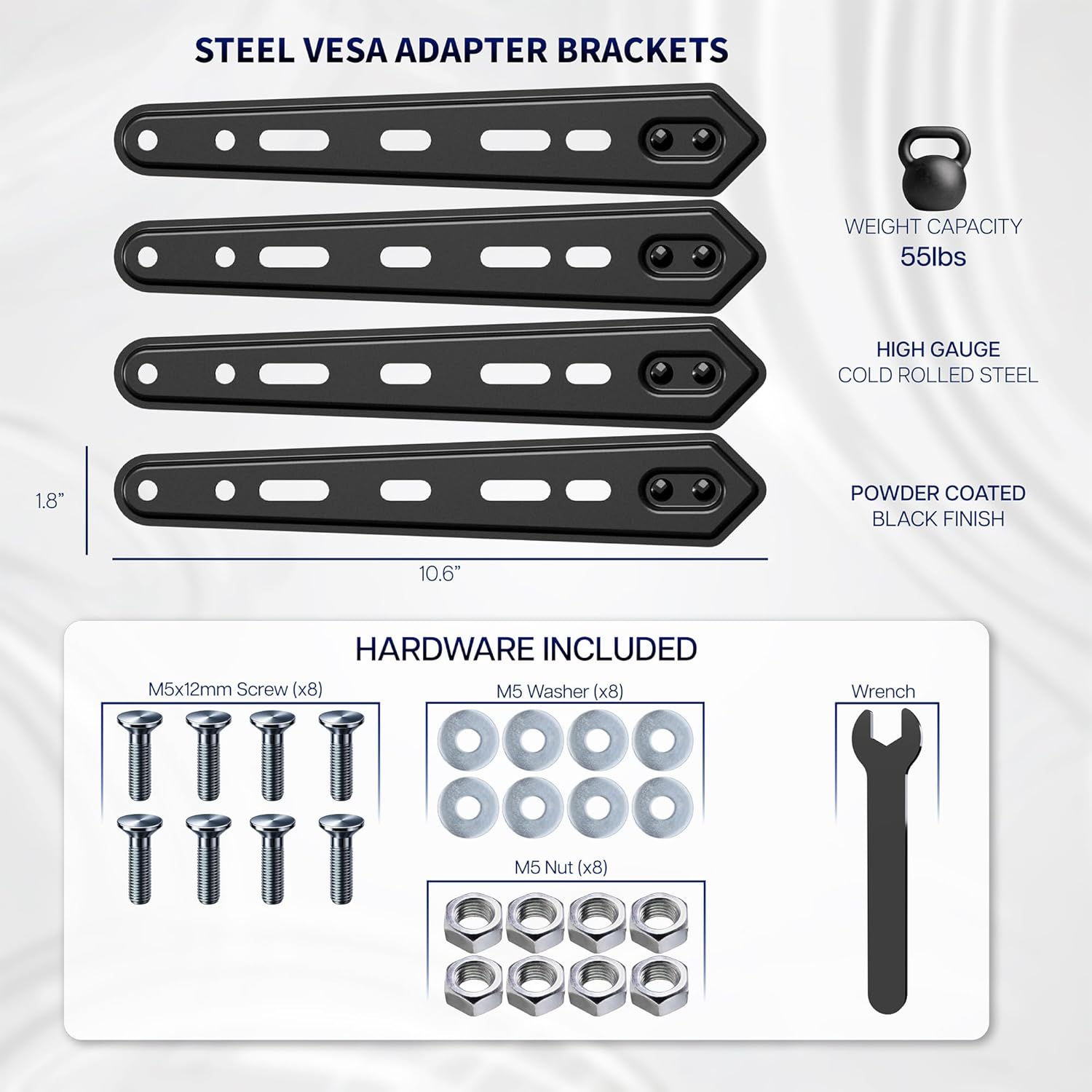 VIVO Steel TV Mount Adapter Brackets for Screens 32 to 55 inch LCD LED, Conversion Plate Kit, Adds 300mm of VESA Extension, MOUNT-AD600B