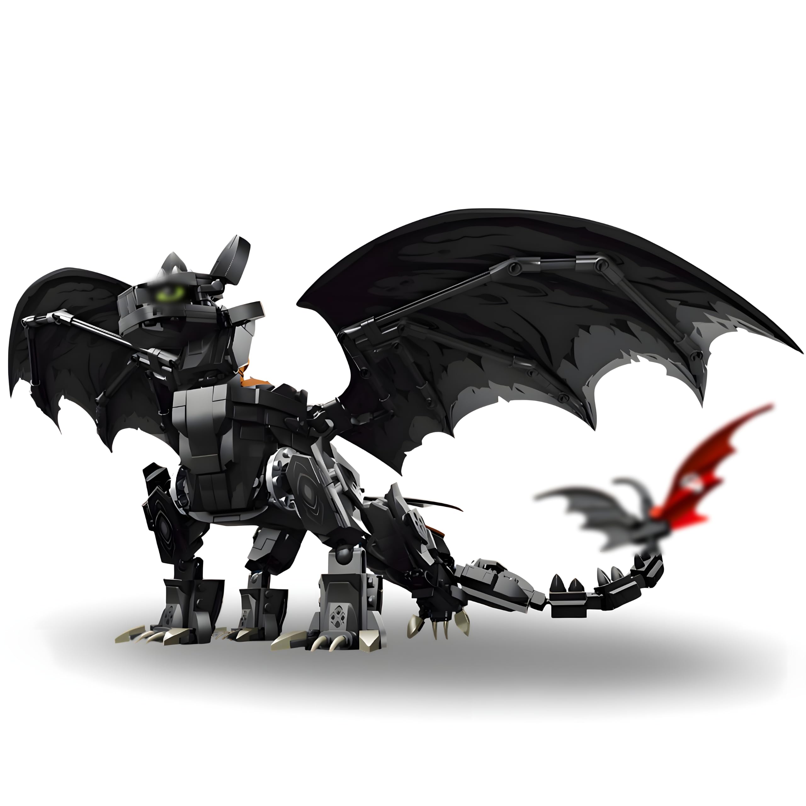 Dragon Building Blocks Set, Fantasy Black Flying Creature Building Kit with Movable Wings & Tail, Dream Movie Fiction Winged Beast Building Toy, Creative Gift for Adults & Teens, 1026 PCS