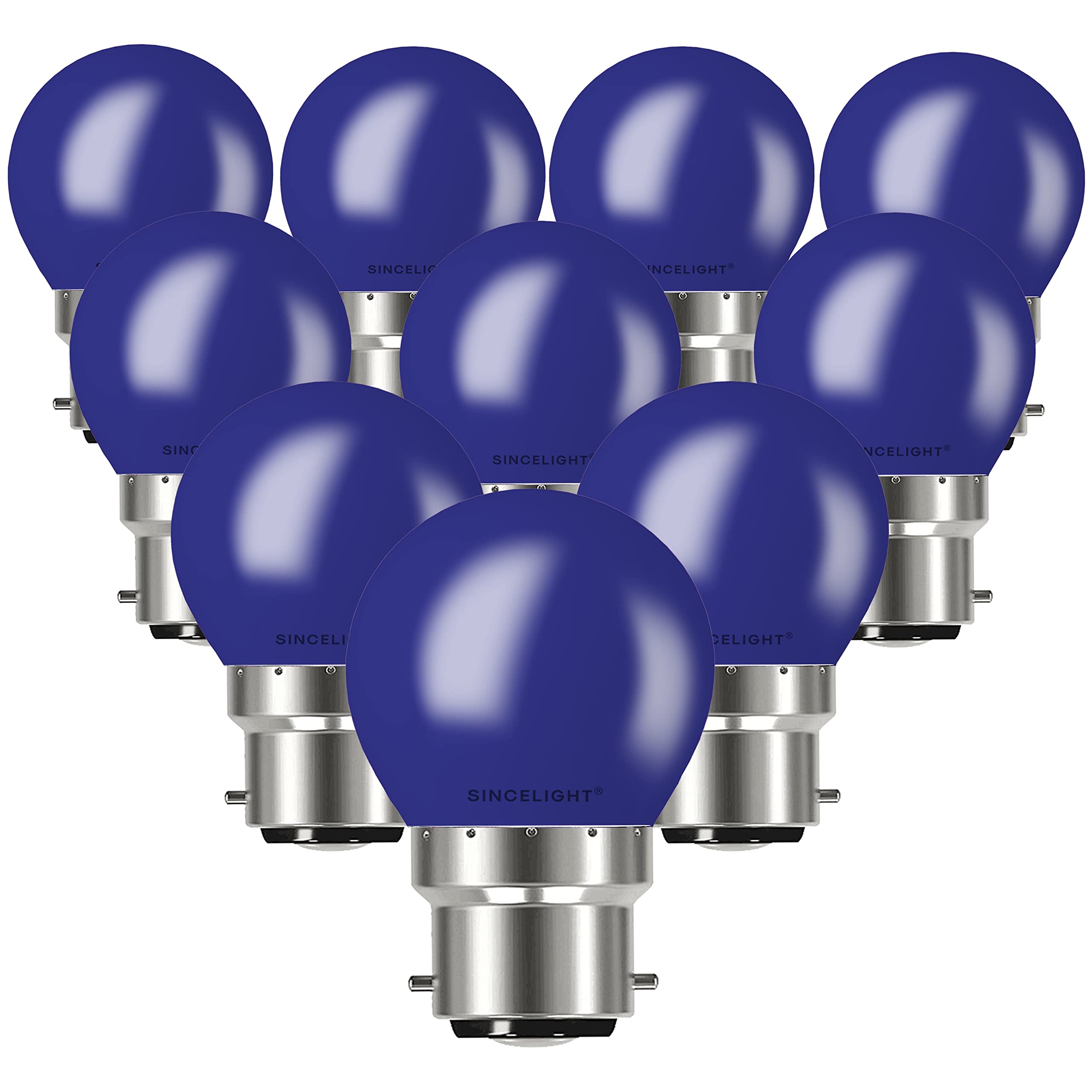 SINCELIGHT B22 LED Blue Coloured Bulbs 1W Festive Decorative Garden Party Light,Pack of 10, B22 ( Bayonet Cap )