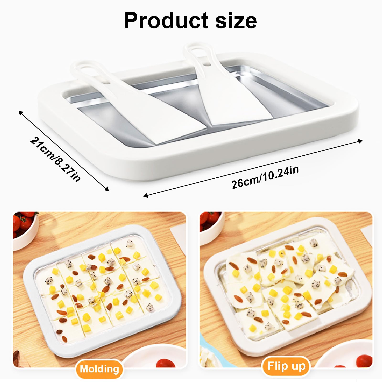 NCONCO Eiscreme Rollbereiter, Edelstahl Instant Cold Plate mit 2 Spatel, Eiscreme Frozen Joghurt Maschine Hausgemachte DIY für Spaß Eltern-Kind-Aktivitäten Familien