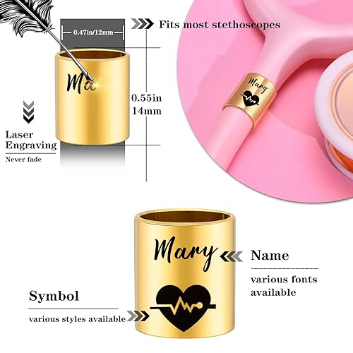 Miniatura 2 de Dijes de etiqueta de nombre de estetoscopio personalizados para enfermeras, accesorios de etiqueta de identificación de estetoscopio grabados de
