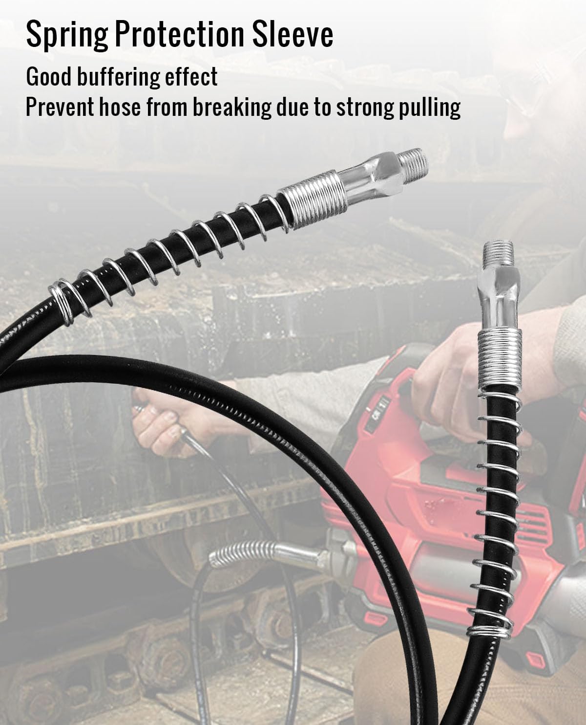 Grease Gun Hose 48" 1/8" NPT Fit for Milwaukee M18 Cordless 2-Speed Grease Gun and Fit for Milwaukee M12 Cordless Grease Gun, Without Coupler