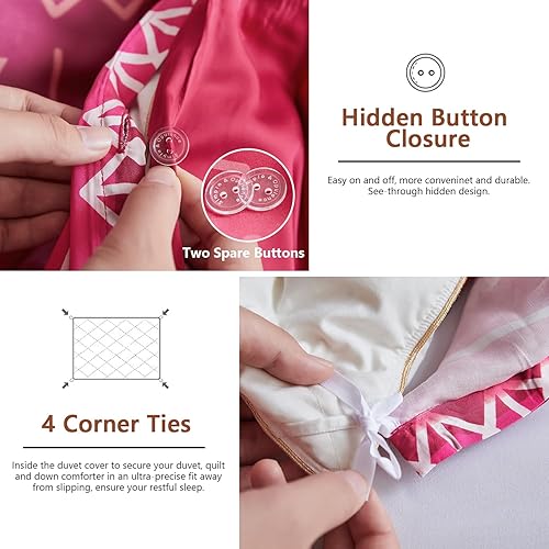 Miniatura 5 de Simple&Opulence Juego de funda de edredón de 3 piezas con diseño geométrico tribal azteca de lujo, 100% viscosa de bambú, ropa de cama suave y