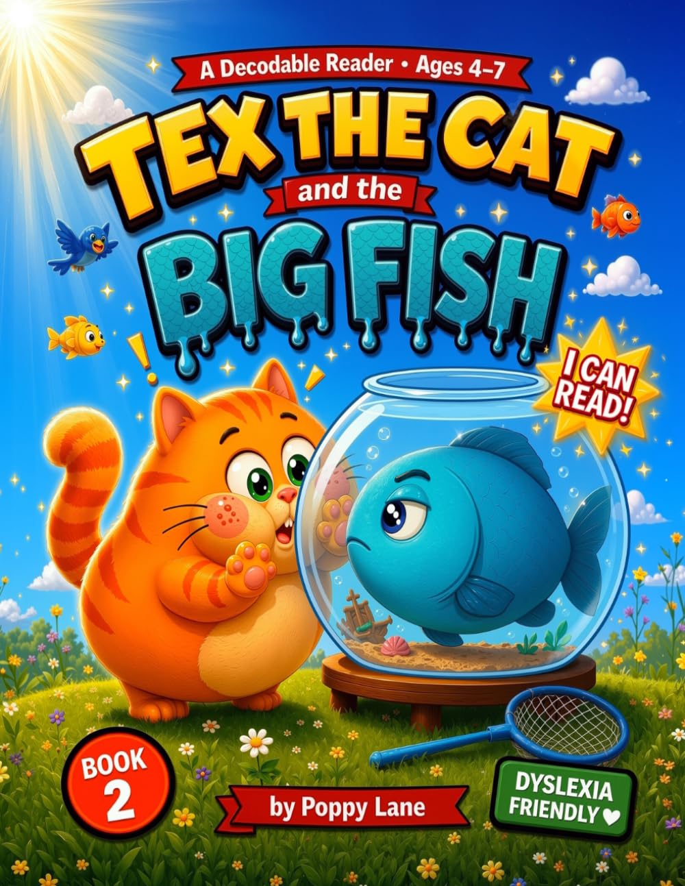 Tex the Cat and the Big Fish: A Decodable Phonics Reader for Beginning Readers - Dyslexia Friendly Early Reader Story for Kindergarten Ages 4-7 with Digraphs sh ch th