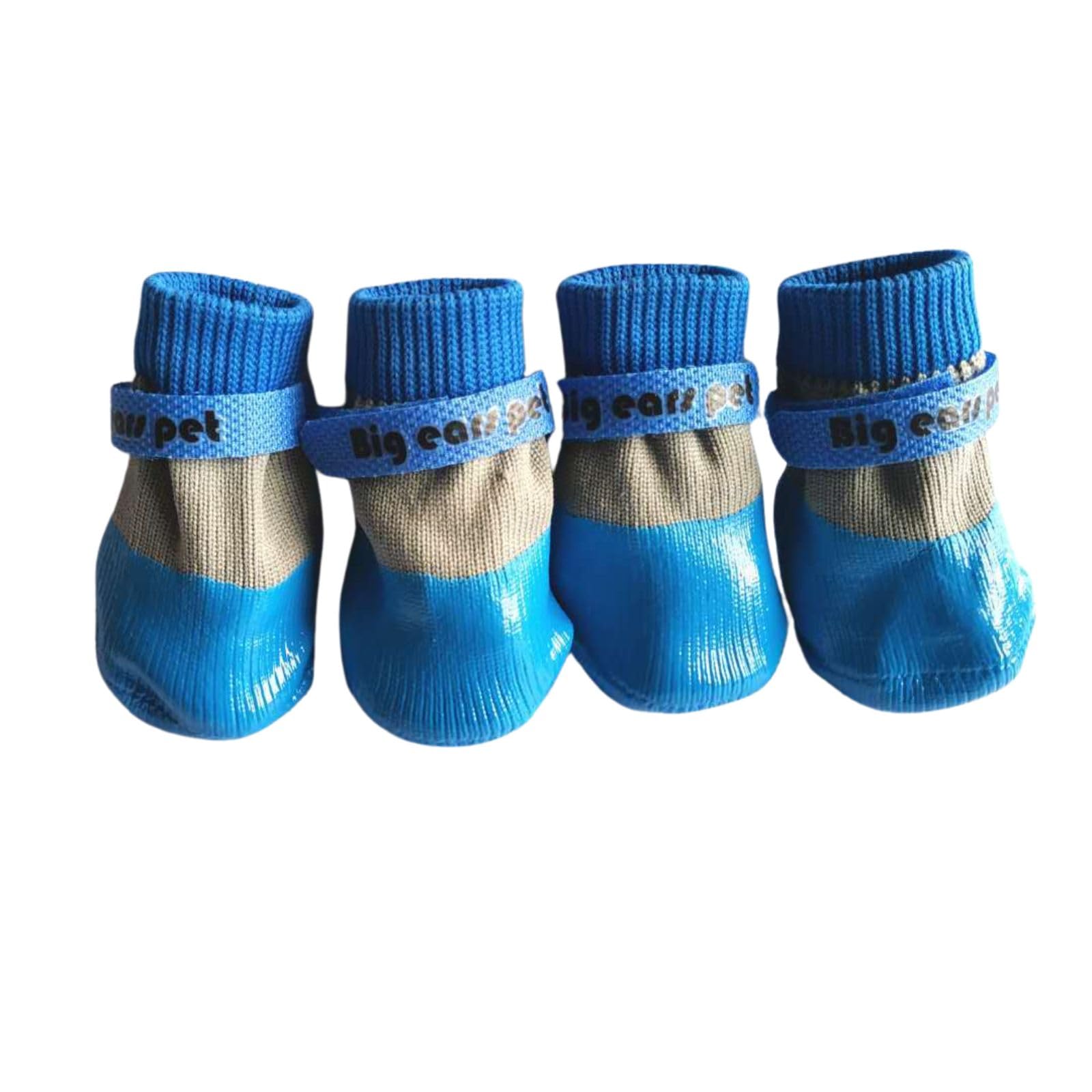 BT Bear Dog Shoes,Set of 4 Dog Boots,Waterproof Anti Slip Dog Shoes Rubber Sole Pet Socks for Outing Walking,Paw Protectors for Small Dogs,Blue M