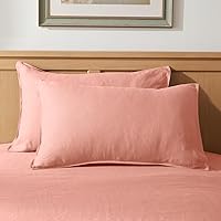 Vista 14 de TOSMO Juego de 2 fundas de almohada 100% lino tamaño estándar, fundas de almohada lavadas a la piedra, cierre de sobre, fundas de almohada suaves