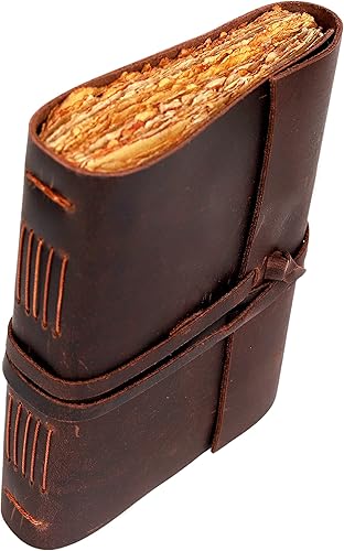 C CUERO Diario de cuero vintage hecho a mano antiguo con borde de cubierta de papel, cuaderno de bocetos de cuero, cuaderno de sombras para hombres