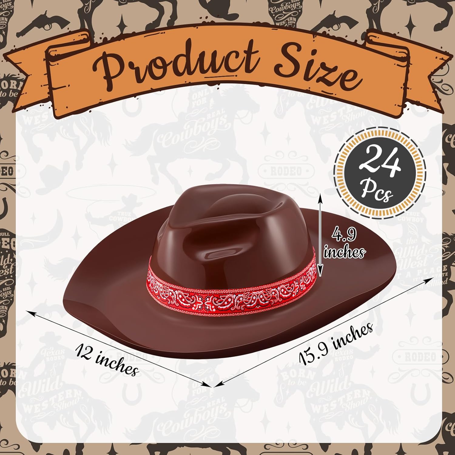 Xtinmee 24 Pcs Cowboy Hats Bulk Adult Cowboy Hats Party Western Hat Costume Accessories Western Rodeo Party Supplies