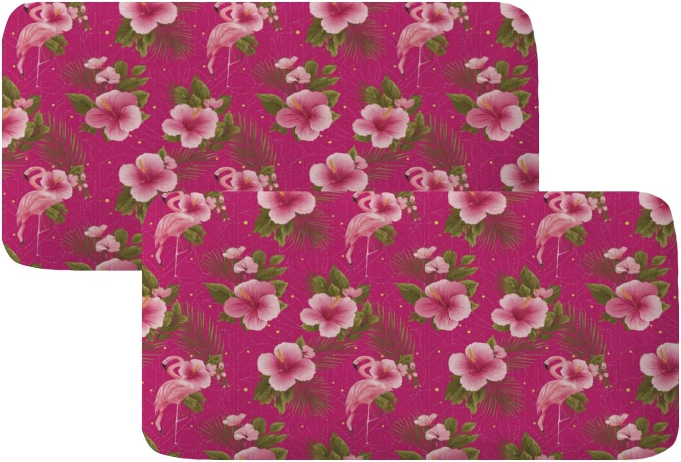 Flamingo Hibiscus Bloom Pink Loveseat Covers Couch Covers for 2 Cushion Couch, 2-Piece Stretch Sofa Slipcovers Anti-Slip Washable Furniture Protectors for Dogs Pets