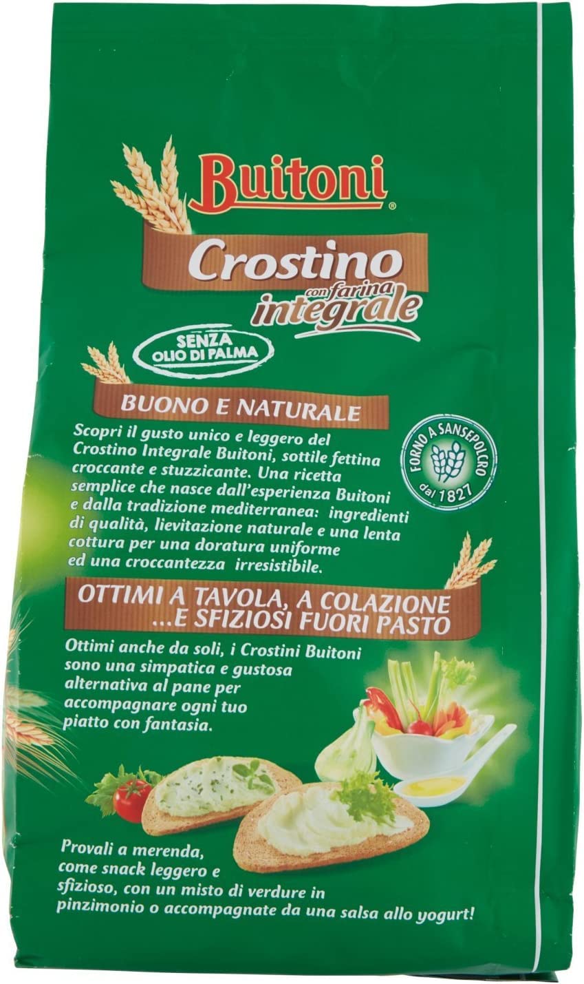 Lot de 6 croûtons Buitoni Crostino con farina Integrale avec farine de blé entier 300 g riche en fibres