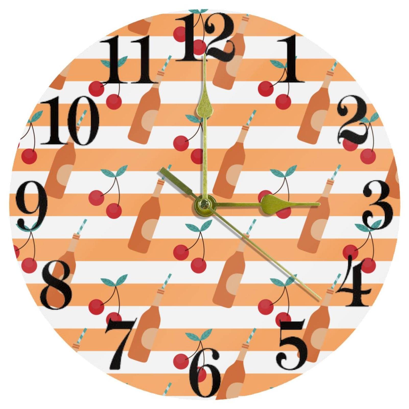 Horloge murale design quartz silencieux finition raffinée vin cerise