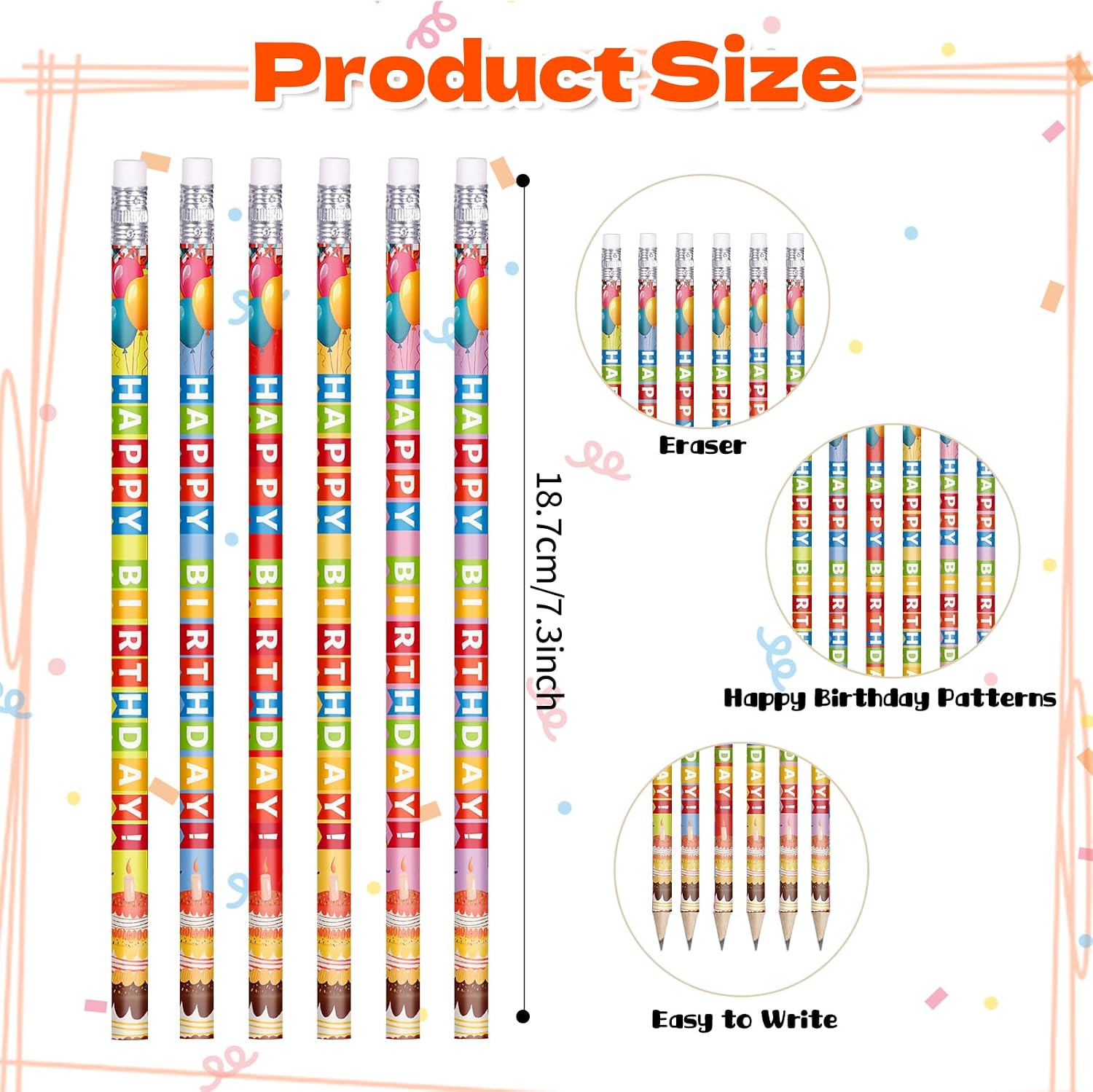 Happy Birthday Pencils for Students Colorful Birthday Pencil image 2
