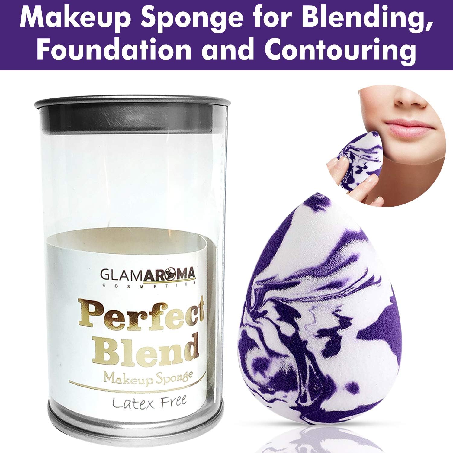GLAMAROMA Tear Drop Shape Perfecting Makeup Sponge Soft and Latex Free for Blending, Foundation and Contouring (1 Pc)