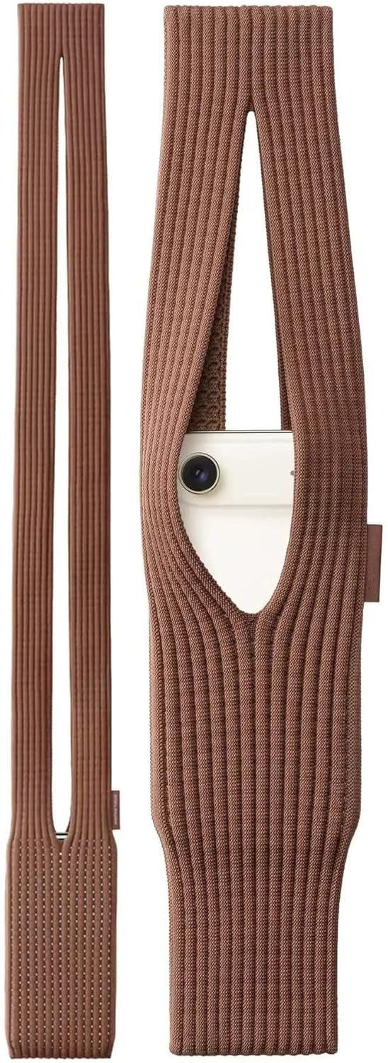 Knitted Long & Short Phone Bag Combo for Men and Women, Soft Stretch Mobile Pouch, Universal Fit for All Devices (Orange)