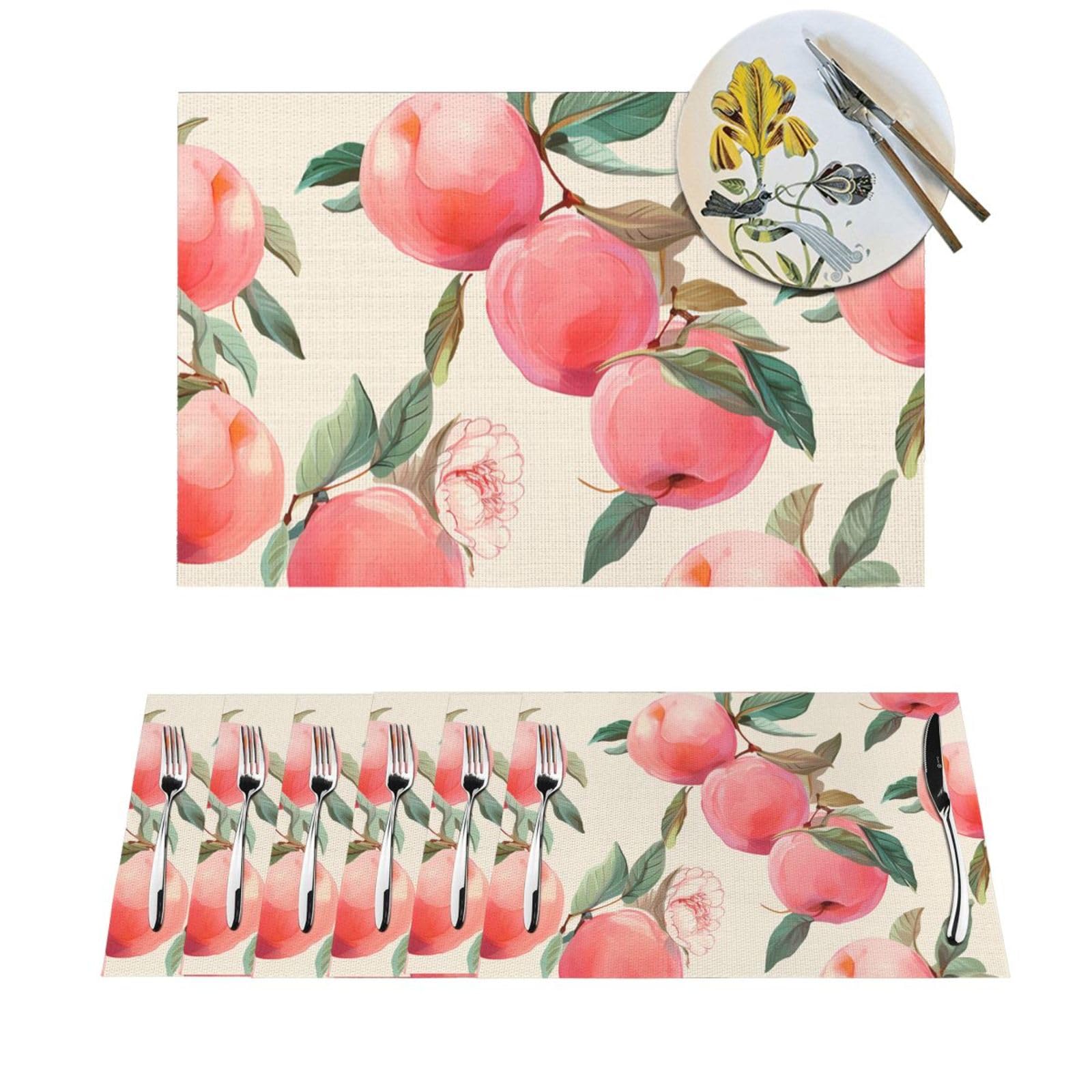 Set de table antiderapant rose peche resistant a la chaleur x6