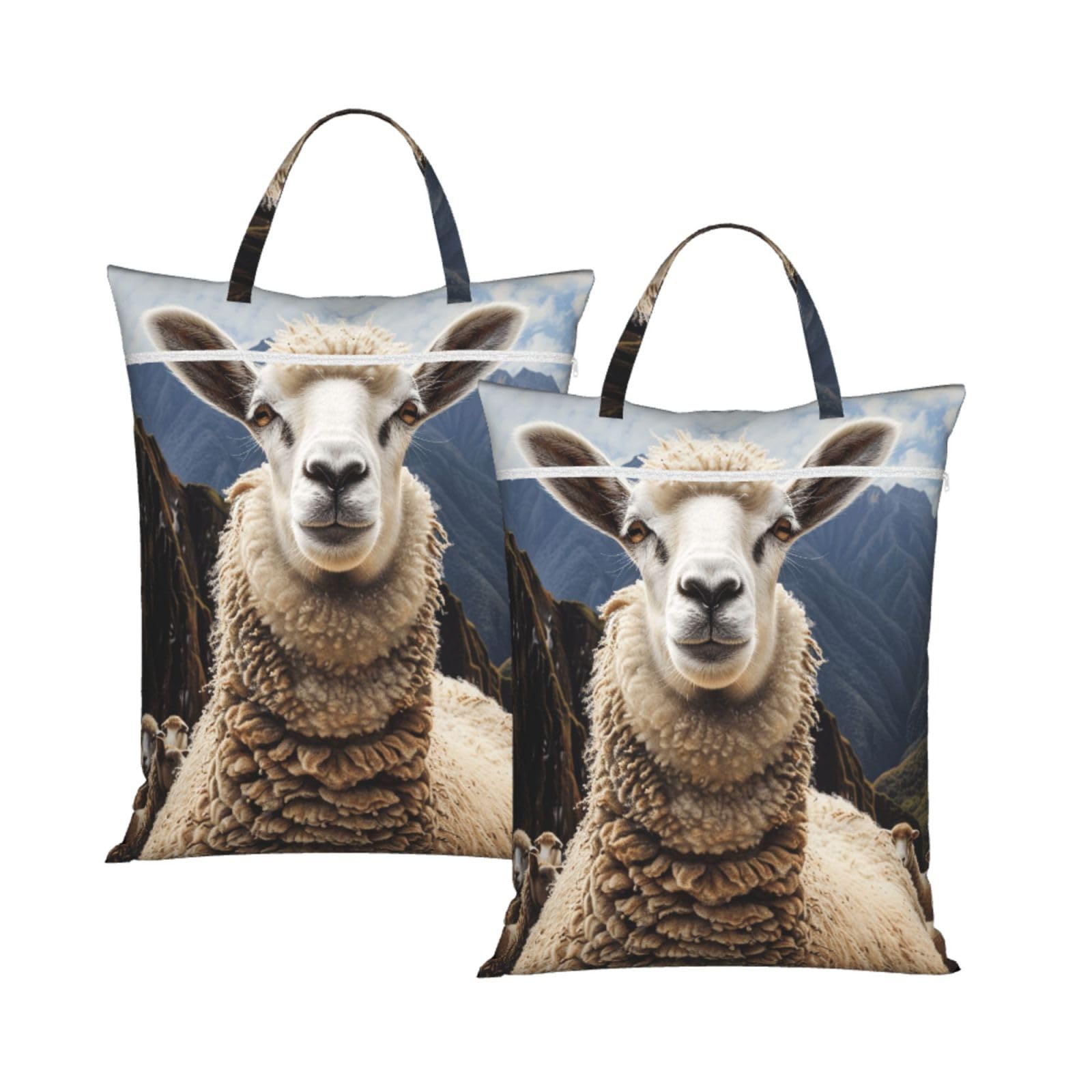 Large Travel Laundry Bags,Sheep Print with Handle Foldable Laundry Bag for Holidays Gym Swimming and Family Trips, 2Pcs