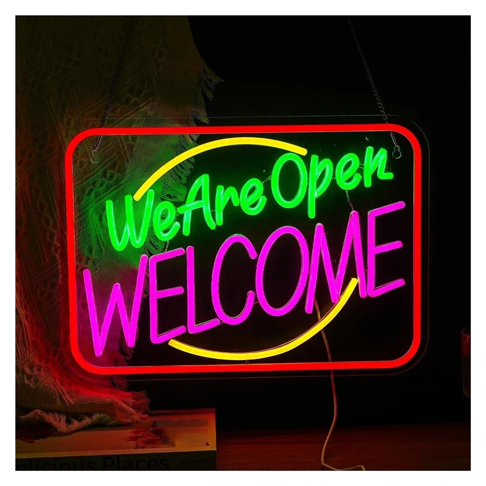 LEMST Sign Lamp We are Open Neon Sign Light Dimmable for Restaurant Bar Club Hotel Shop Party Outdoor Business Art Decor 39.2cmx28cm