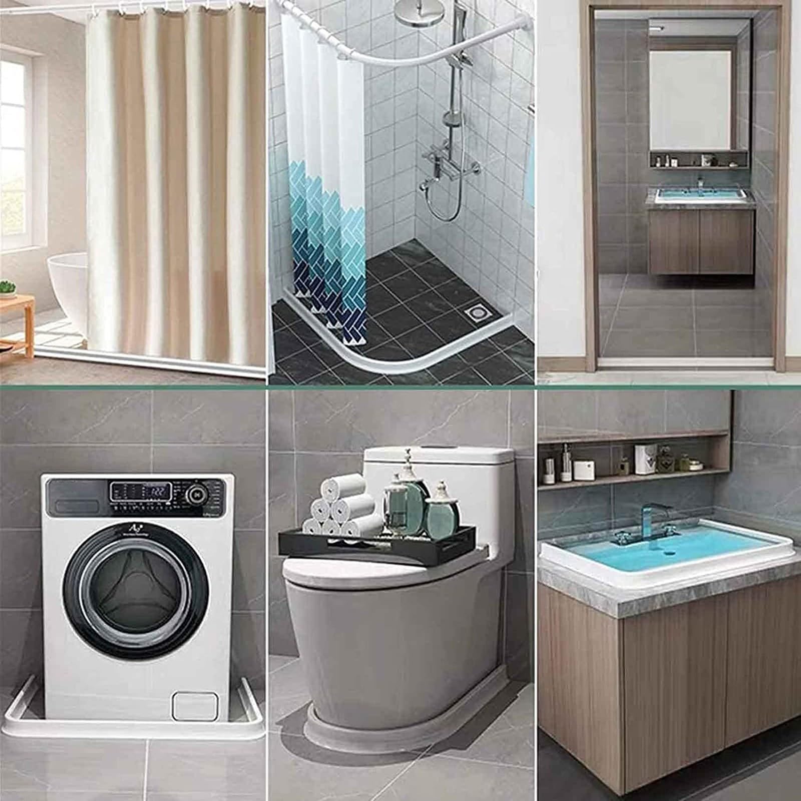 Striscia di Tenuta per Piatto Doccia in TPE, Guarnizione per Pavimento del Bagno, barriera d'Acqua in Silicone per soglia Doccia Black,500cm