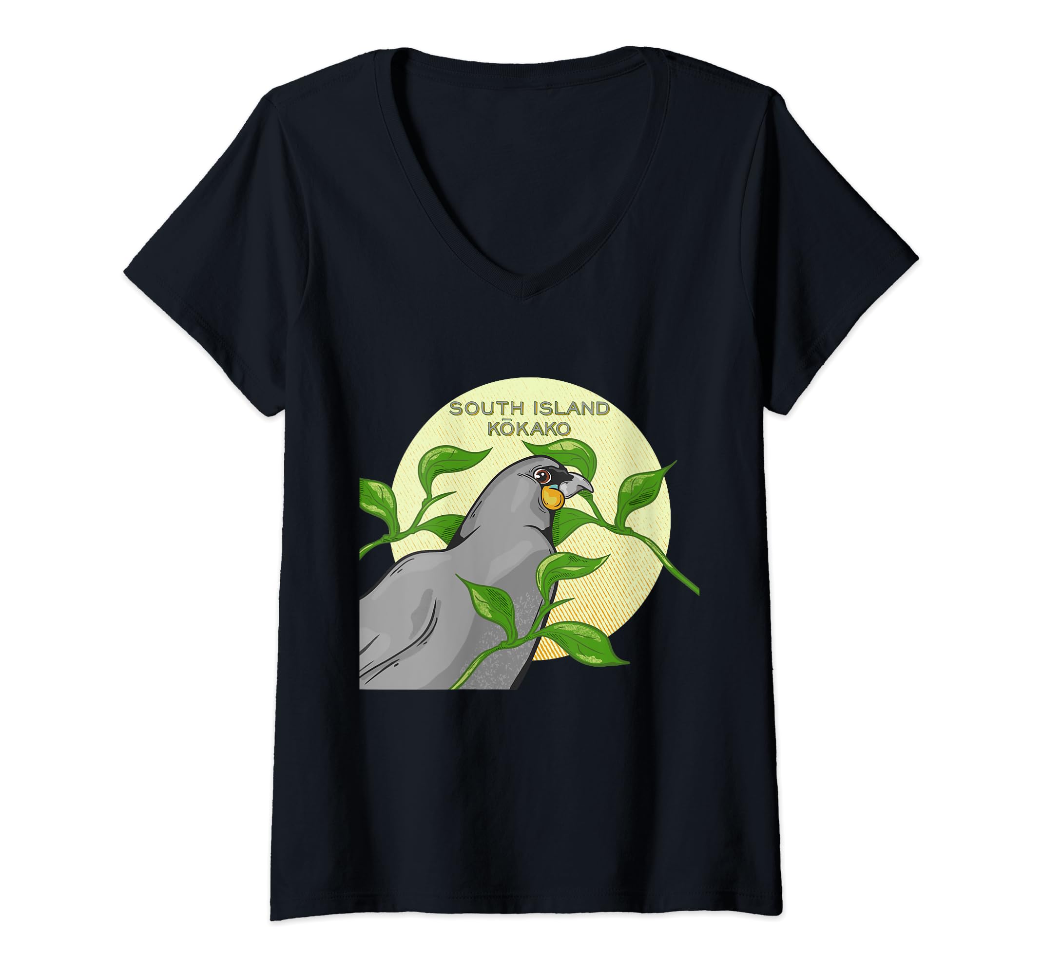 Womens South Island Kokako New Zealand bird V-Neck T-Shirt