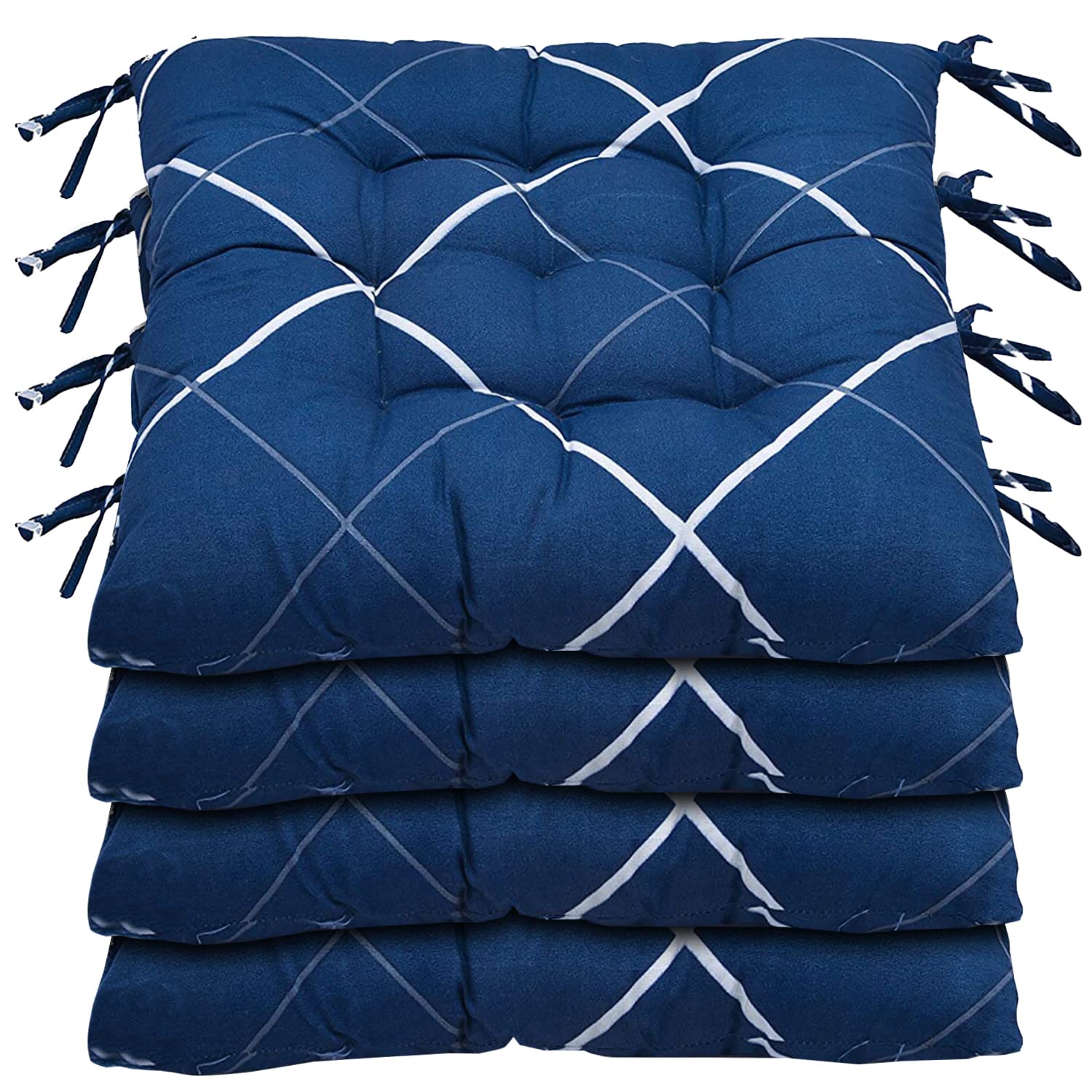 Kuber Industries Geomatric Printed Microfiber Durable, Comfortable & Soft Square Chair Pad/Cushion/Seat Pad with Ties, 18 * 18 Inch- Pack of 4 (Blue) (B09PG9MR87) Amazon Price History, Amazon Price Tracker