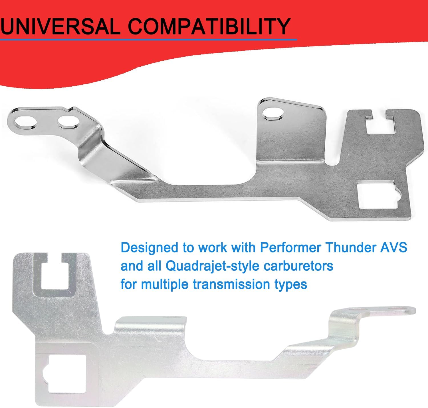 Throttle Cable and Kickdown Cable Bracket Compatible with Performer Thunder AVS and All Quadrajet-style Carburetors for TH350, 700-R4, and 200-4R Cables