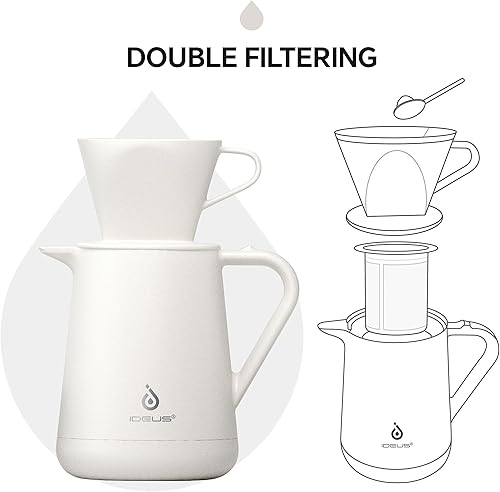 Miniatura 5 de Ideus Cafetera aislada para verter sobre 20 onzas, de acero inoxidable, juego de jarra de café para campamento, sin BPA, con gotero, para el hogar,