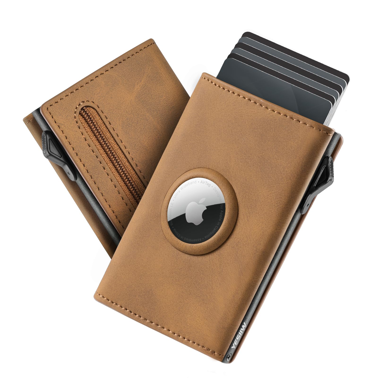 YESIIW Portafoglio Airtag Uomo, Super Compatto e Alta Capacità Pop up Porta Tessere Uomo per 12 Cartes & 15+ Banconote Portafoglio Uomo con Blocco RFID & Chiusura Magnetica, Portafoglio Slim