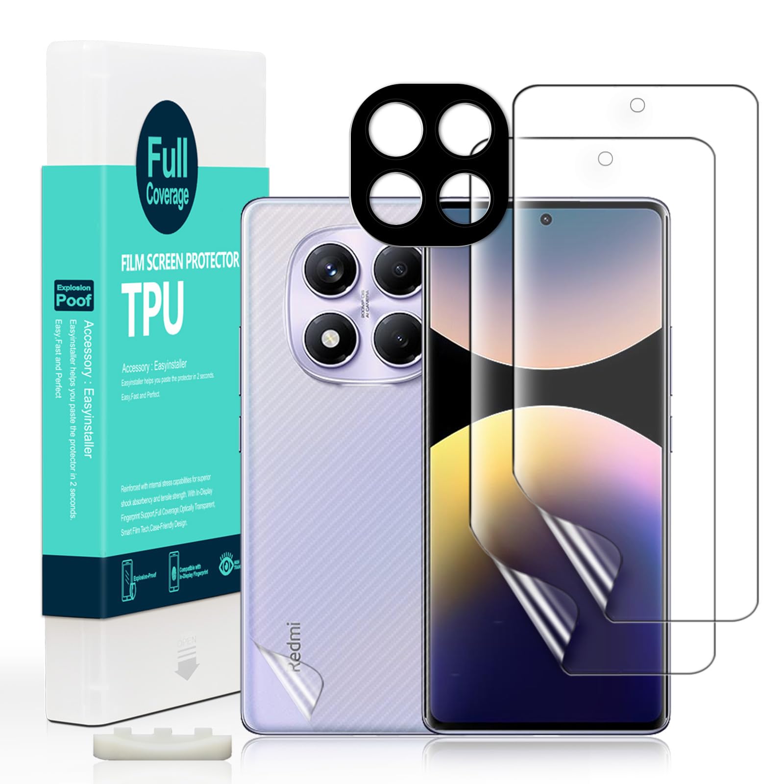 Ibywind for Xiaomi Redmi Note 14 Pro 4G Screen Protector,2-Pack,Hydrogel Film with Camera Lens Protector,Easy Installation Tool,Bubble-Free,Fingerprint Unlock Compatible,Anti-Shatter,Anti-Scratch