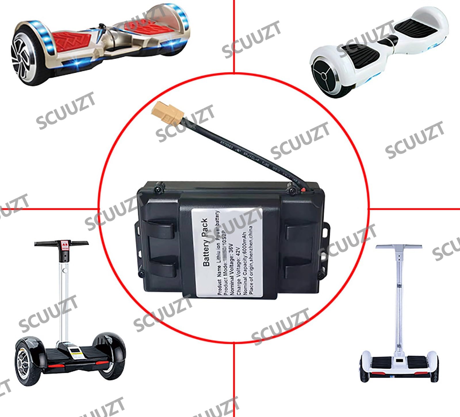 Replacement Battery for Hoverboard 36V 2Ah 3Ah 4Ah 6Ah Rechargeable for Electric Scooters/Self-Balancing Boards, 72Wh-230.4Wh Motor