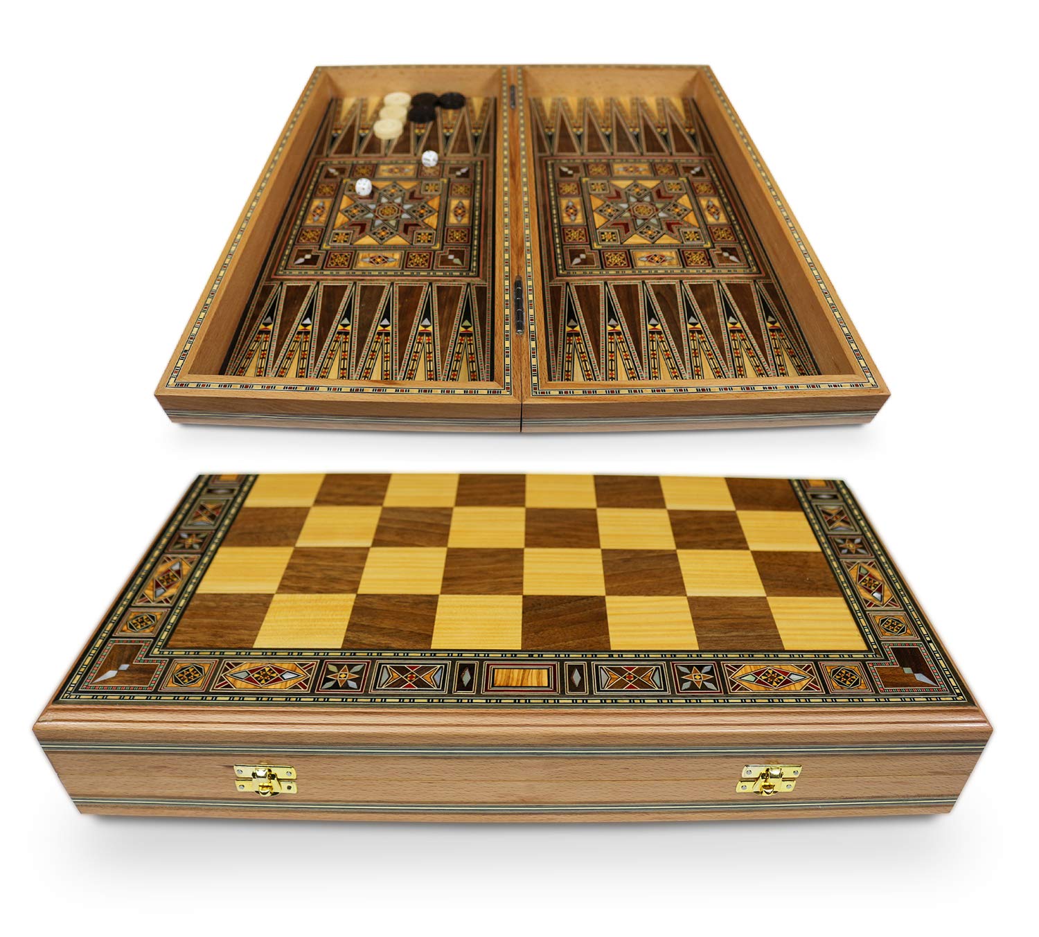 Elessar 50 x 50 cm in legno Backgammon Tavla/Gioco di scacchi/DAMA Board BK 510 con 30 pietre in legno Backgammon