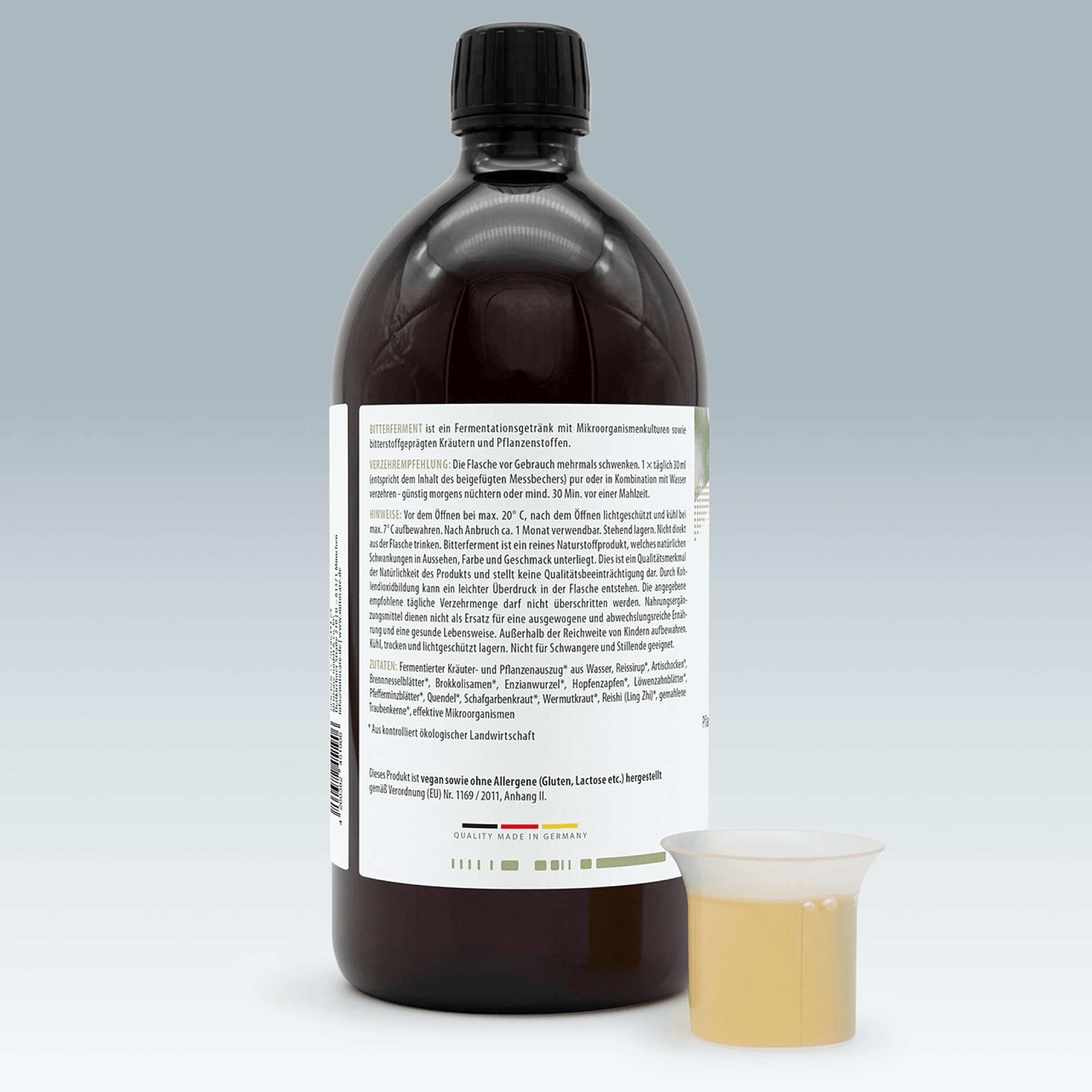 MITOcare Bitterferment - Fermentationsgetränk mit 10 bitterstoffgeprägte Kräuter und Pflanzenstoffe: Löwenzahn & Reishi - vegan - Monatspackung - Bio Qualität - Produziert in Deutschland
