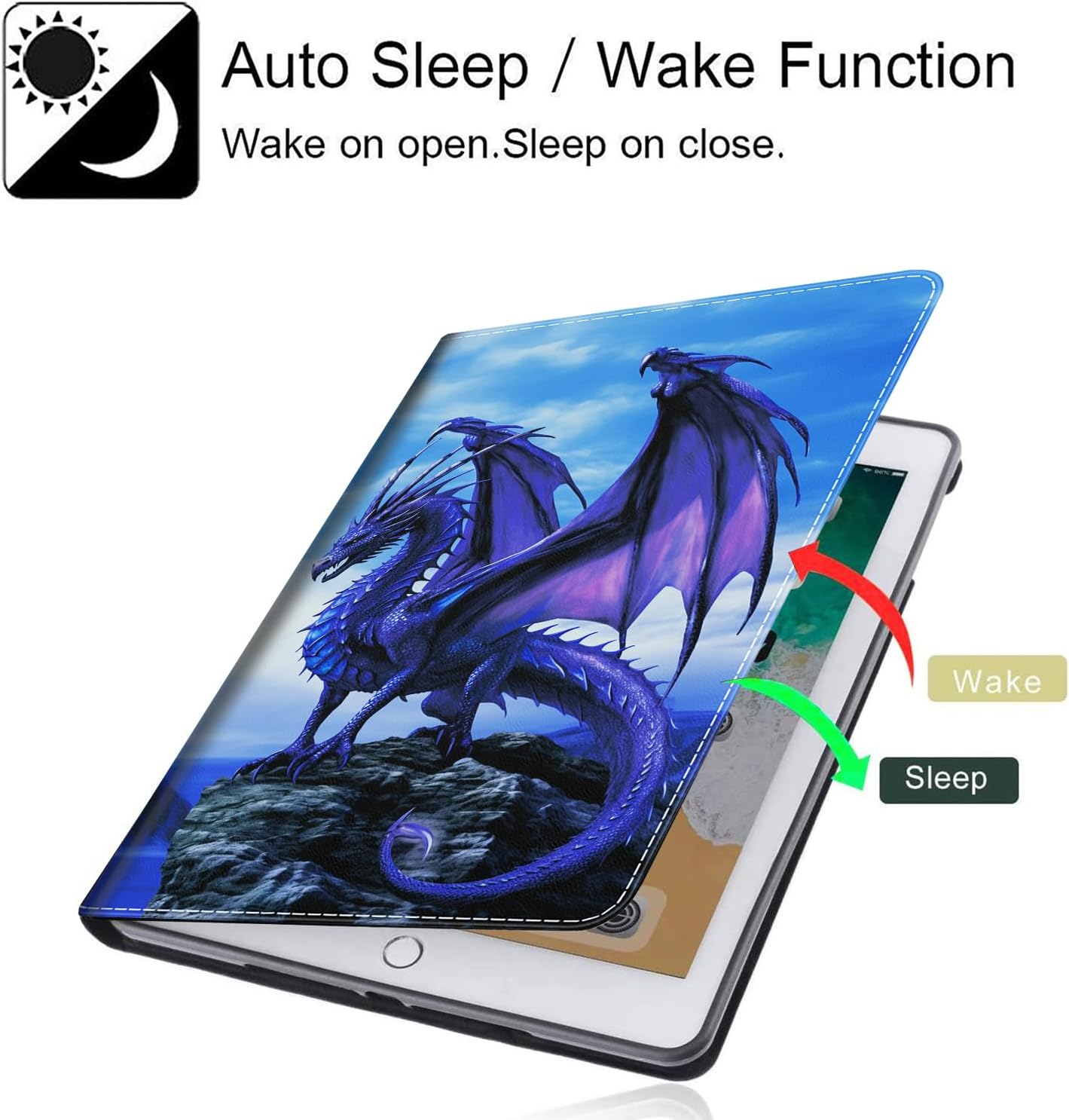 Case for All-New Fire 7 Tablet (12th Generation, 2022 Release), Durable Shockproof Protective Cover Case with Auto Wake/Sleep for Amazon Fire 7 inch Tablet，Blue Dragon