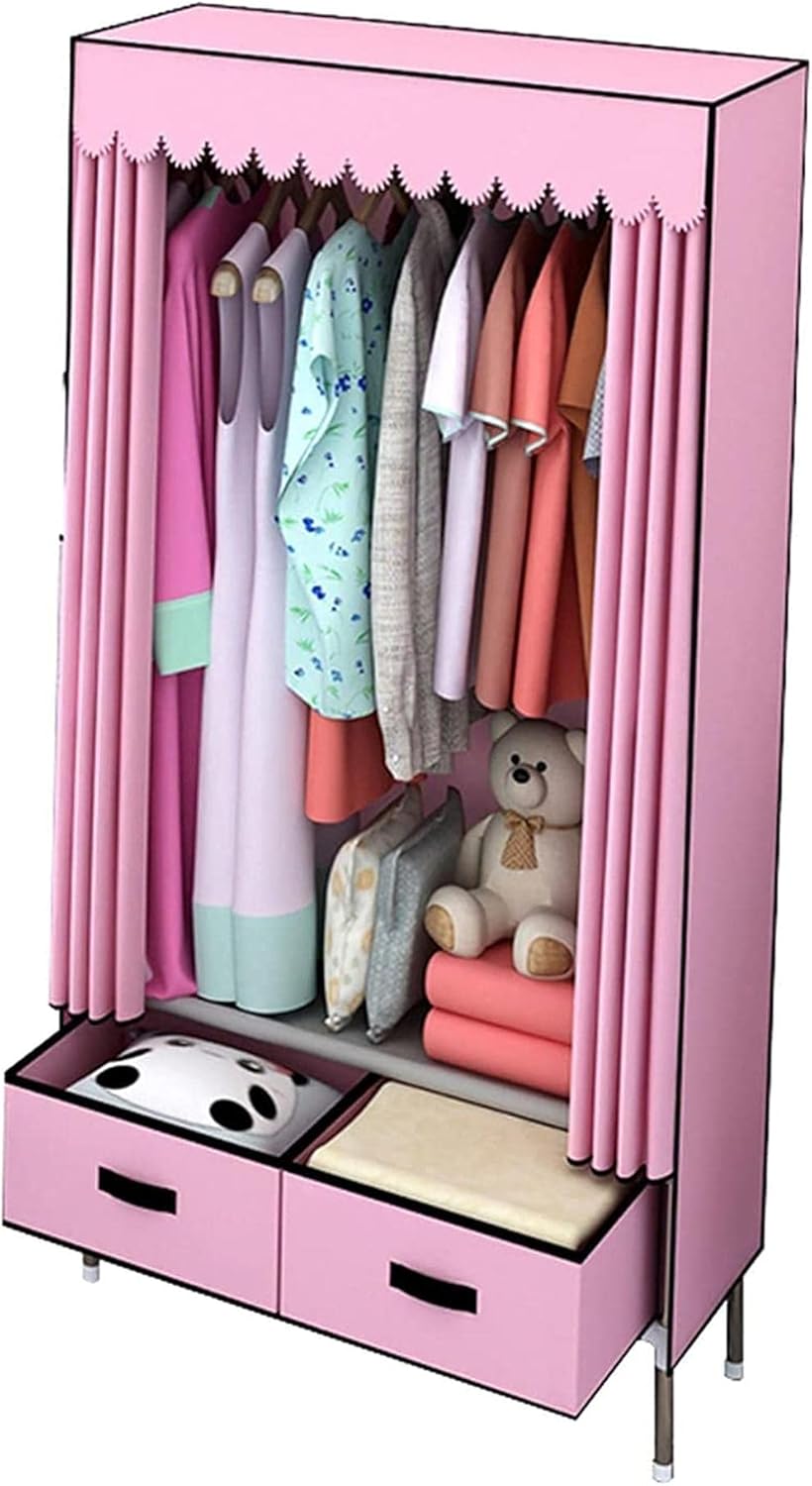 Wardrobe with Drawer Storage Closet Metal Bracket Fabric Wardrobe Oxford Cloth Clothes Rack (Size : 168 83 45CM) (168 * 70 * 45CM)