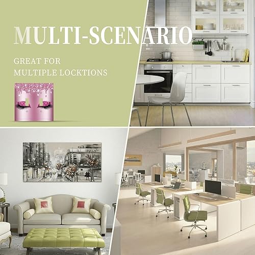 Miniatura 8 de Placa de pared de doble palanca de 2 cuadrillas con diamantes brillantes con diamantes, bonito ojo fucsia, placa frontal decorativa para dormitorio,