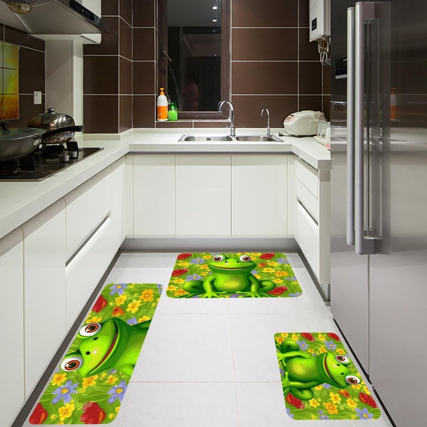 Frog Kitchen Mats for Floor 3 Pcs Kitchen Rugs