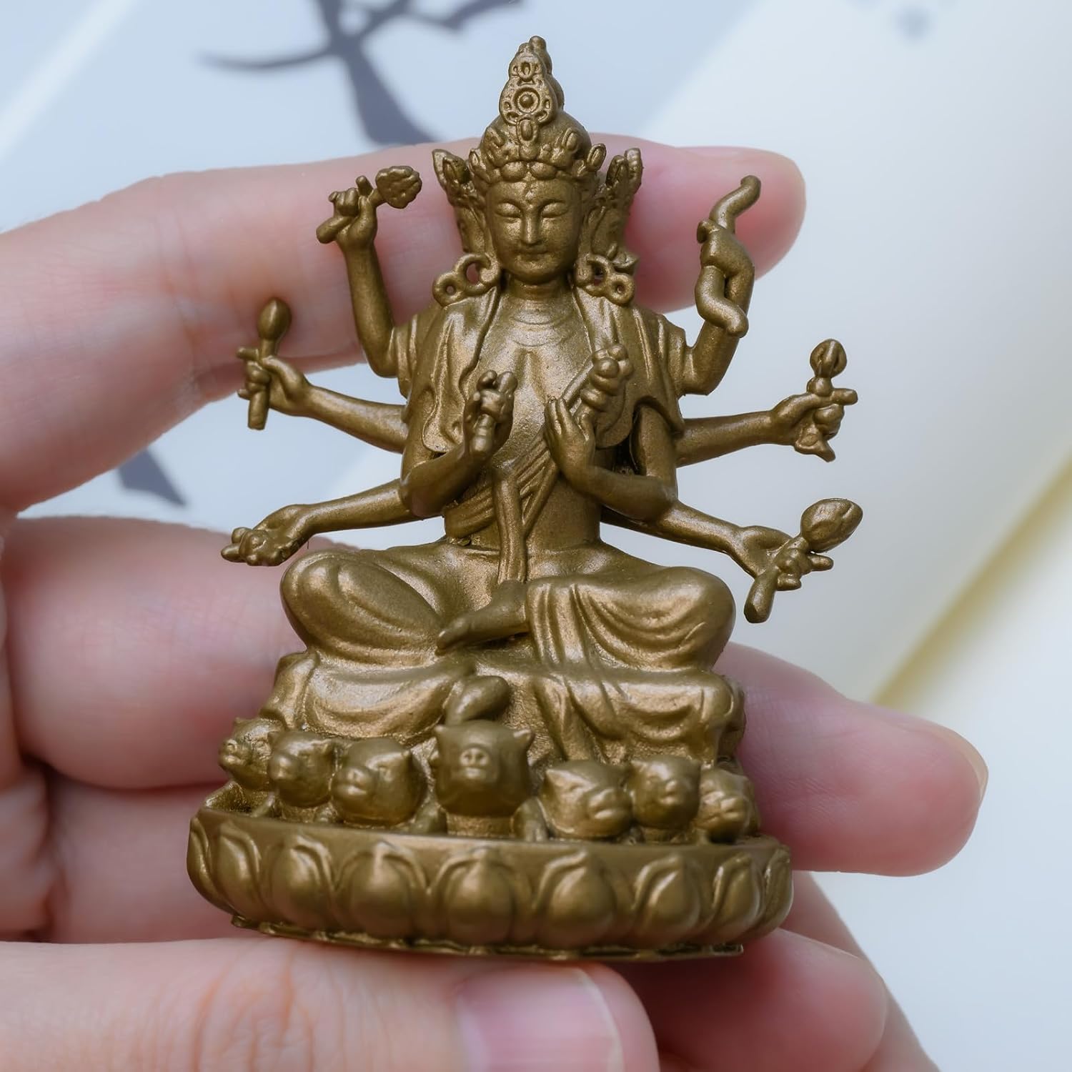 仏像彫刻 摩利支天画像 摩利支天 仏像 桧木製高級木彫り 高さ21cm