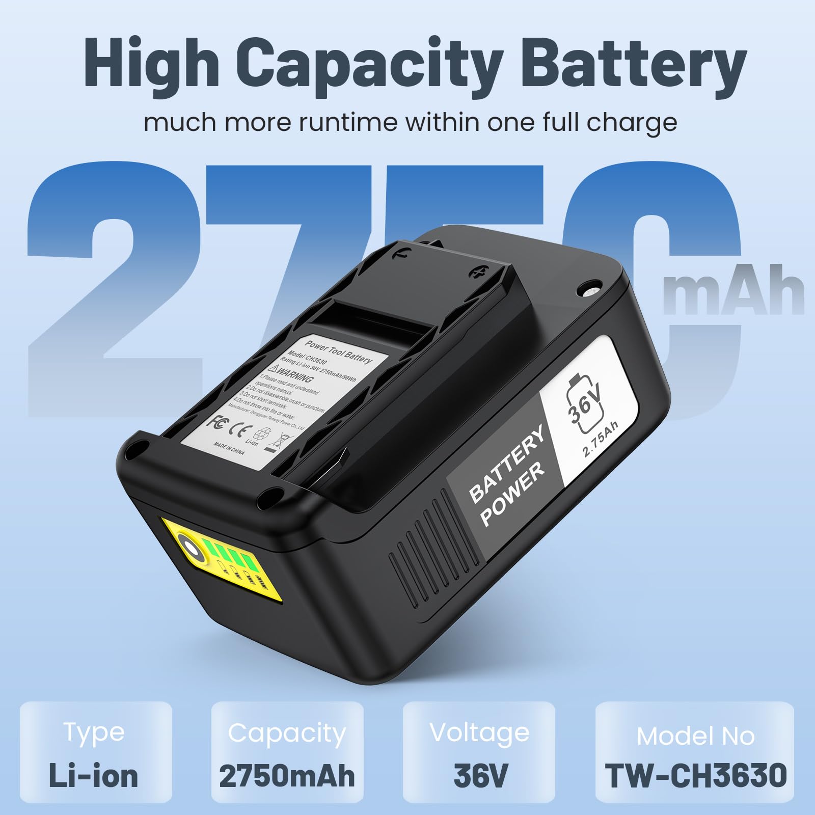 ASUNCELL Batterie de rechange 36 V 2750 mAh pour outils électriques Kärcher - Batteries lithium-ion - Compatible avec le désherbeur Kärcher, la tondeuse à gazon, la pompe à tonneau