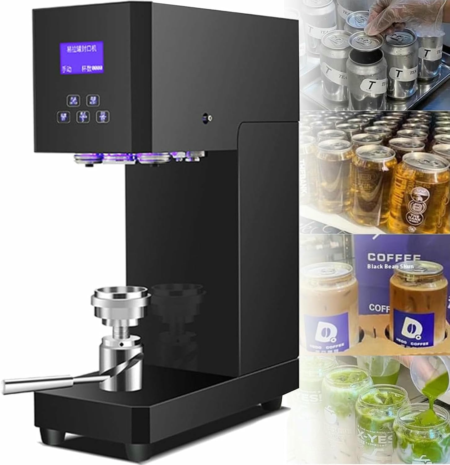 Beverage Seal Machine W/LED Display, 370W Commercial Semi-Automatic Soda Can Sealer Machine, Electric Aluminum Cans Sealing Machine