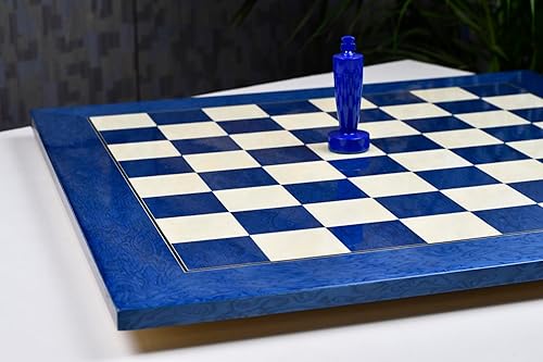 Miniatura 6 de CHESSBAZAAR Tablero de ajedrez de madera de lujo de 22 pulgadas con acabado brillante y acabado blanco de ceniza azul Tablero de ajedrez