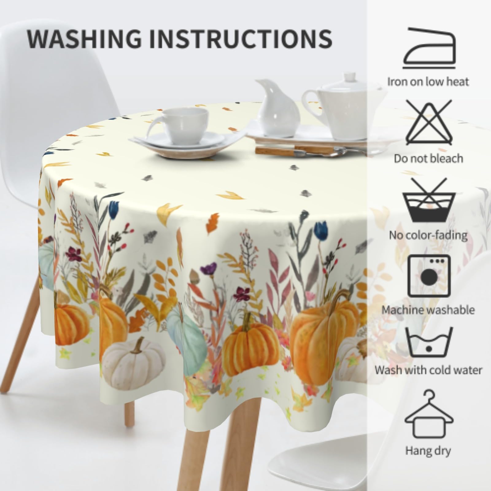 Runde Herbst-Tischdecke Mit Ahornblättern – 178 Cm Durchmesser, Aus Polyester, Für Thanksgiving, Party & Deko